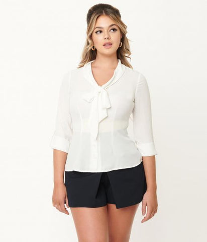 White Bow Olivia Blouse -