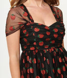 Glitter Strawberry Heart & Soul Babydoll Dress - Black -