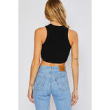 Pretty Garbage Racerback Crop Top - Black -