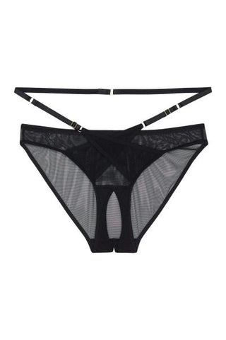 Eddie Crossover Wrap Crotchless Brazilian - Black -