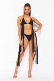 Fringe Bikini Set - Black -