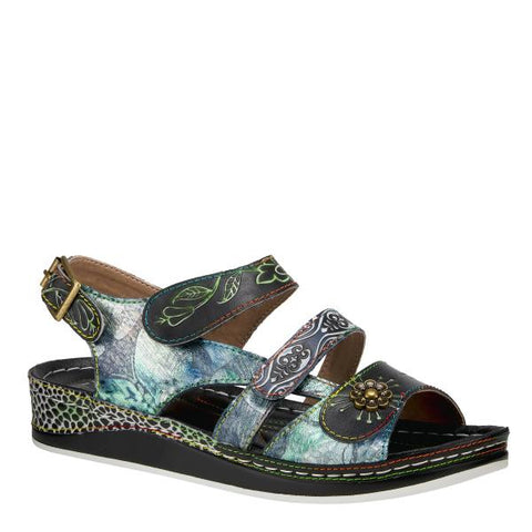 Sumacah Leather Sandal - Black Multi -