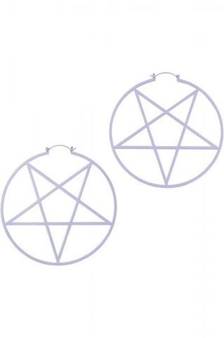 Pentagram Hoop Earrings - Lilac