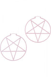 Pentagram Hoop Earrings - Pastel Pink