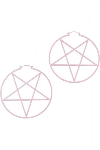 Pentagram Hoop Earrings - Pastel Pink
