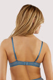 Olympia Diamante Mesh and Satin Bra - Storm Grey -