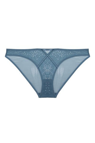 Olympia Diamante Detail High Leg Brief - Storm Grey -