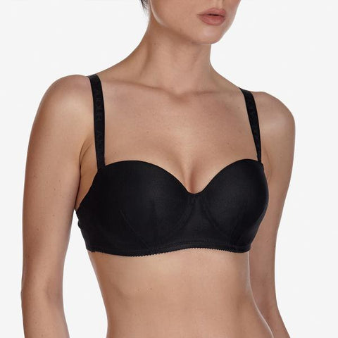 Long Black Padded Balconnet Bra -