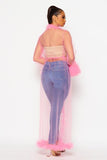 Claire Tulle Mesh Long Sleeve Duster - Pink -