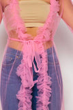 Claire Tulle Mesh Long Sleeve Duster - Pink -