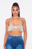 Rhinestone Swag Bralette - Silver -