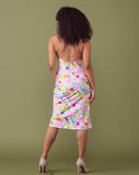 Sea Life Satin Midi Cowl Slit Slip -