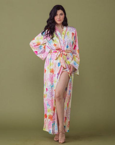Sea Life Satin Maxi Robe -