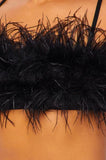 Ostrich Feather Crop Tank - Black -
