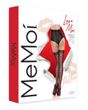 Queen Of Hearts Backseam Sheer Thigh High - Black/Red -