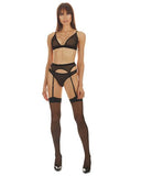 Tiffany Three Piece Garter Set - Black -