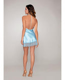 Silky Satin Charmeuse Bias Cut Neck Chemise Sky Blue -