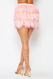 Feather Sequin Skirt - Pink -