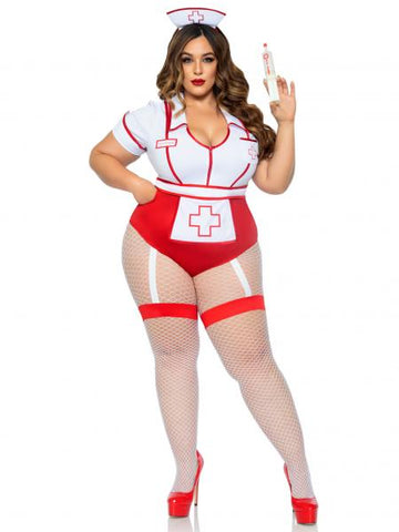 Nurse Feelgood Bodysuit and Hat - White/Red -