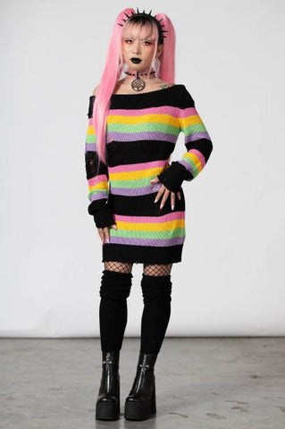 Good Vibes Knit Sweater Dress - Rainbow -