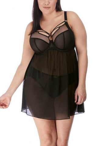 Sachi Underwire Babydoll - Black -