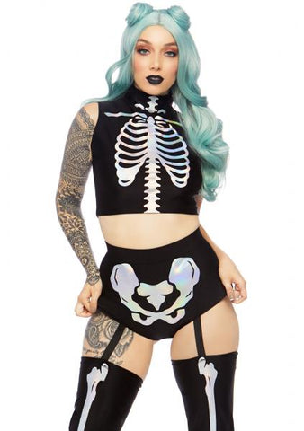 Holographic Skeleton Costume - Black -