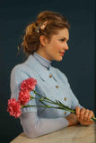 Jeweled Zinnia Hair Clips - Coral/Mosaic in Teal