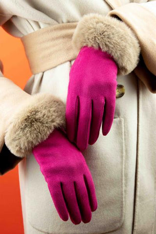 Bettina Gloves - Fuchsia/Mist