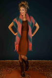 Ciara Cosy Chevron Scarf - Coral/Teal