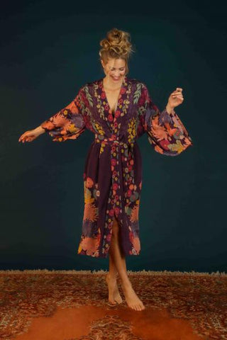 Trailing Wisteria Kimono Gown - Amethyst - One Size