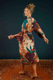 Winter Floral Kimono Gown - Terracotta - One Size