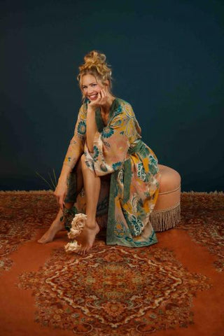 Folk Art Floral Kimono Gown - Petal - One Size