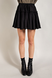 Ruffled Mini Skirt with Lining - Black -