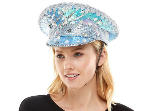 Sequin Captain Fishman Hat - Silver
