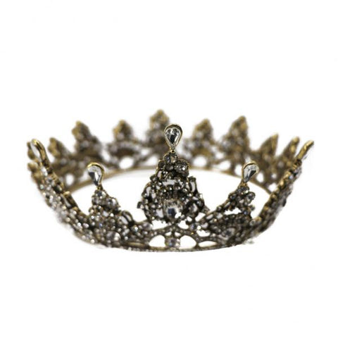 Metal Crown with Jeweled Antique Finish