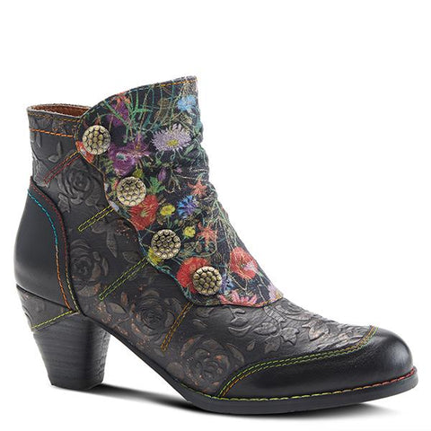 Dusty Rose Leather Combo Boot - Black Multi -