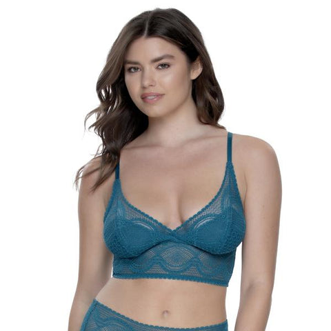 Finesse Stretchy Lace Cami Bralette - Blue Coral -