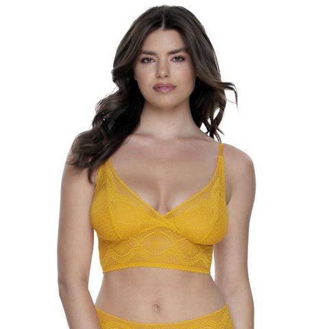Finesse Stretchy Lace Cami Bralette - Golden Yellow -