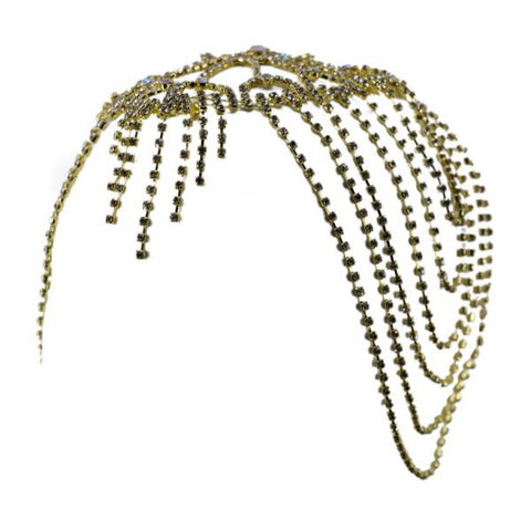 Rhinestone Head Dress - Gold