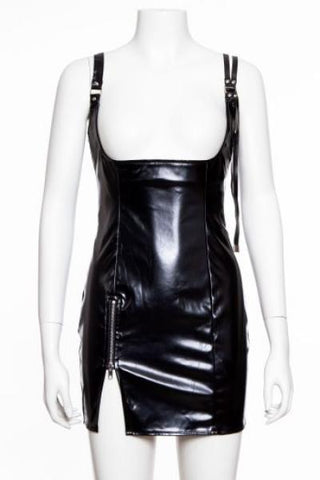 Pleather Camisole Dress - Black -
