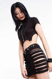 Punk Rave Glory Cut-Out Skirt - Black -