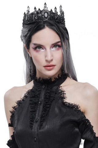 Gothic Queen Crystal Crown - Black