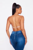 Rhinestone Jewel Halter Top - Silver -