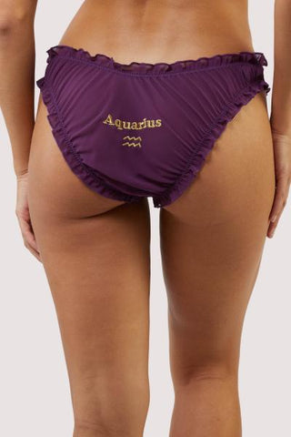 Aquarius Chiffon Star Sign Panty - Purple -
