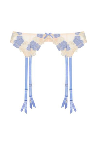 Rayne Gold and Lilac Satin Floral Embroidered Suspender -
