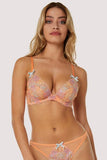 Naomi Floral Embroidered Plunge Bra - Orange -
