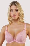 Nico Dotty Sheer Mesh Plunge Bra - Pink -