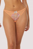 Naomi Floral Embroidered Thong - Orange -