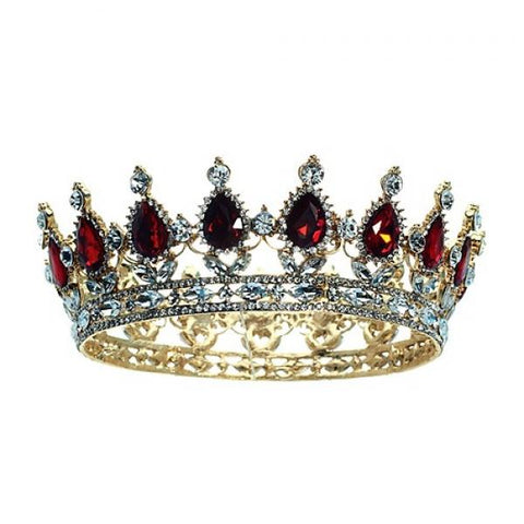 Gold Tiara with Red Gemstones
