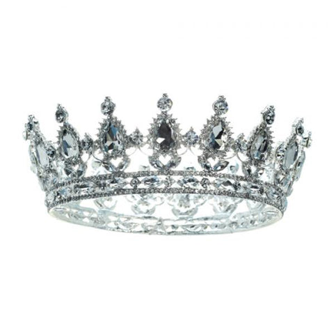 Silver Tiara with Clear Gemstones